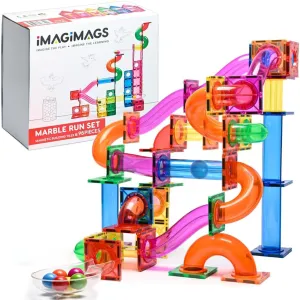 Magnetic Building Tiles, 98 Piece Marble Run Set for Boys Girls Kids, Educational Creative Learning Activity Building Block Toddler Toys, STEM, Children Ages 5 Years  