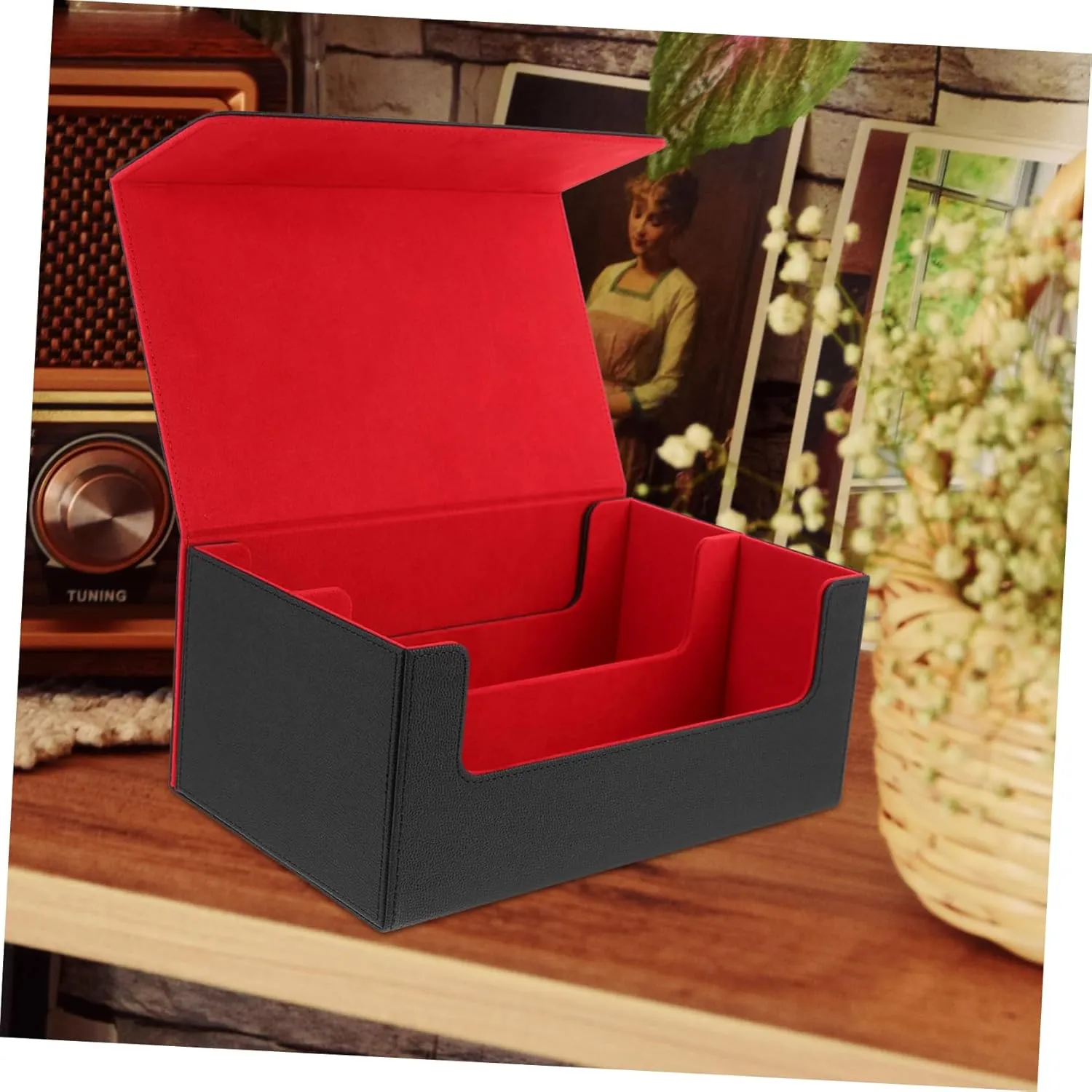 Magnetic Closure Trading Card Storage Case Luxurious Dual-Row Organizer for Game Cards Compact and Lightweight Design Stylish Home Office Storage