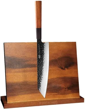 Magnetic Teak Wood Knife Block Storage Organizer-Dynasty series 9CR18MOV Clad Steel 9 inch Kiritsuke Knife by Findking
