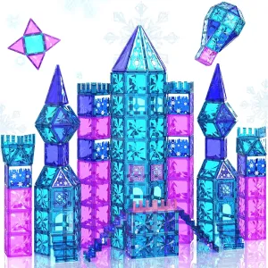Magnetic Tiles, 102 Pieces Diamond Magnetic Building Blocks for Girls, Princess Castle Kids Magnet Toys, STEM Educational Toys Birthday Xmas Gifts for Toddlers Girls & Boys 3 4 5 6 7 8  Year Old