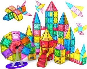 Magnetic Tiles Building Blocks Set for Boys Girls Preschool Educational Magnet Construction Kit Stacking STEM Toys Christmas Birthday Gifts for Kids Toddlers 3 4 5 6 7 8 9 10   Year Old