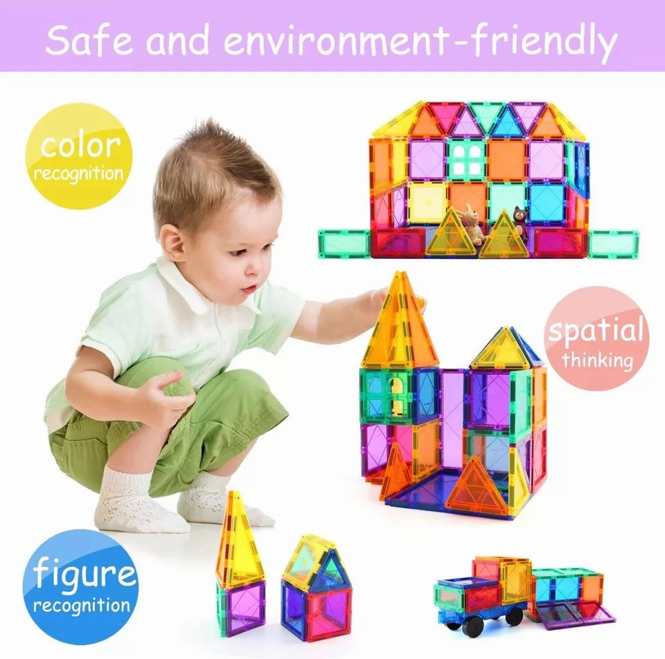 Magnetic Building Tiles Transparent Blocks Toy