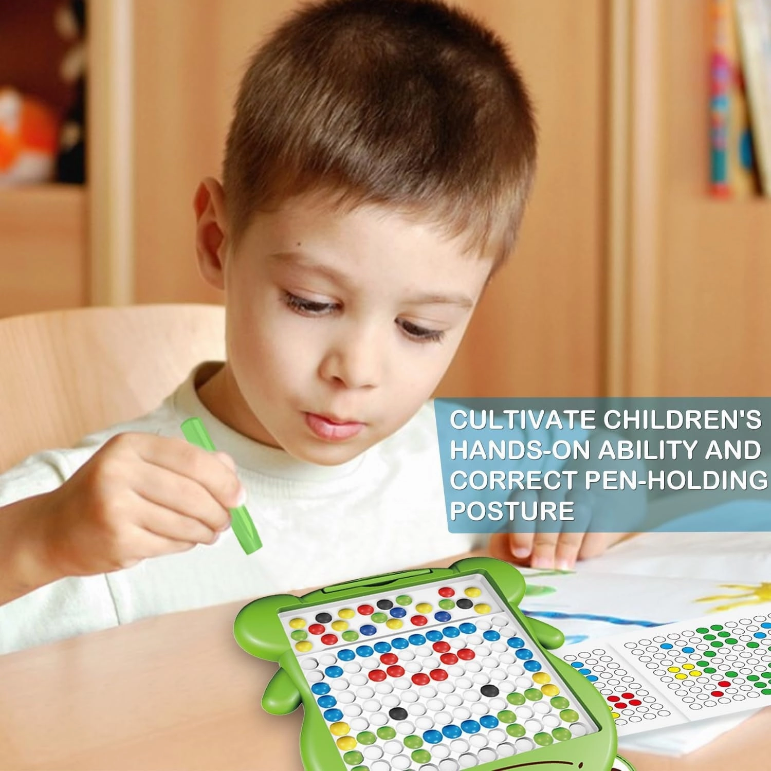 Magnetic Drawing Board for Kids,Doodle Board with Magnetic Pen and Beads,Magnetic Dot Art