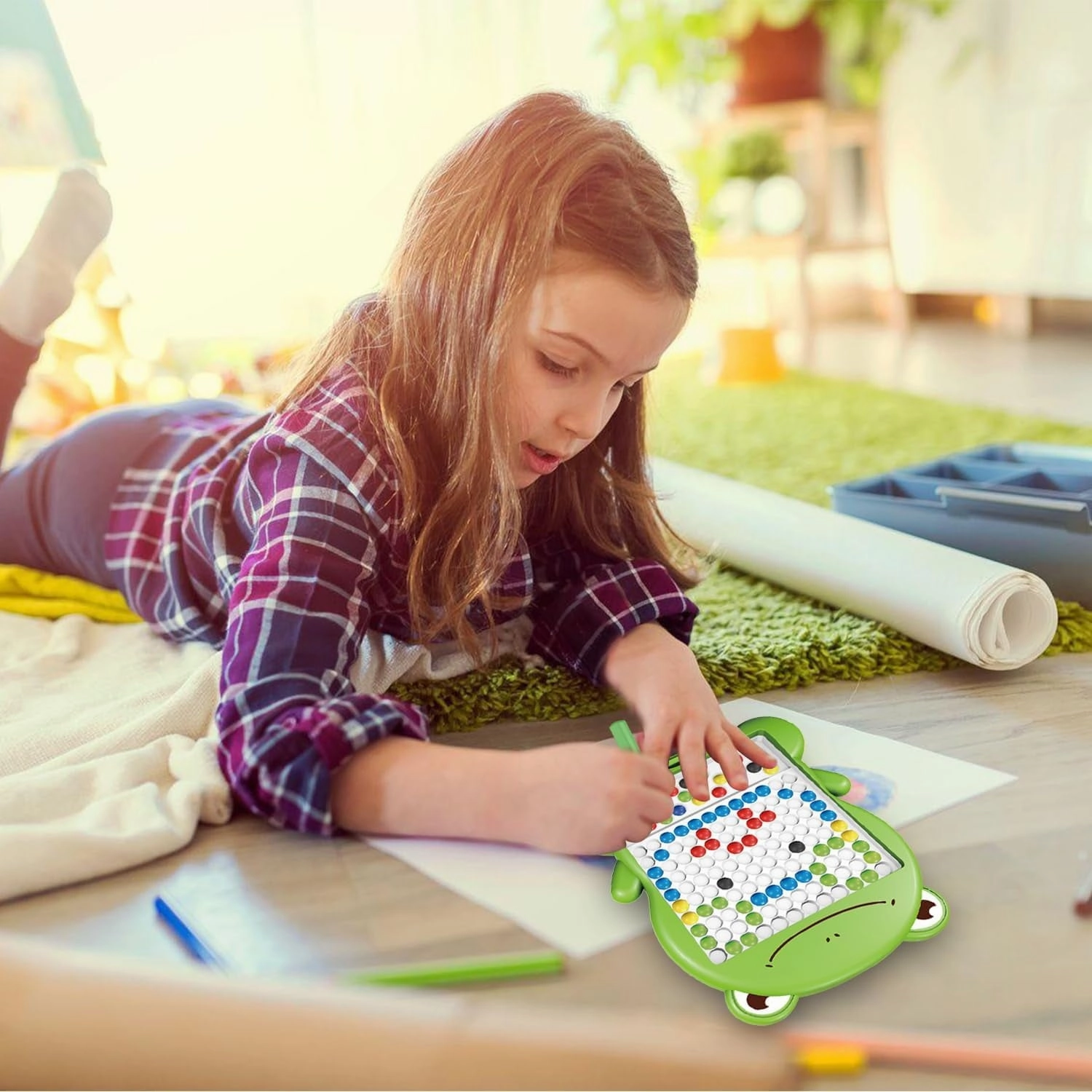 Magnetic Drawing Board for Kids,Doodle Board with Magnetic Pen and Beads,Magnetic Dot Art