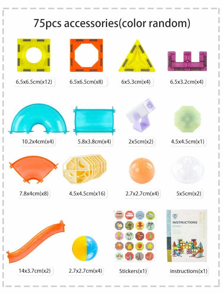 Magnetic Tiles 75pcs Light Magnetic 3D Educational Building Blocks Set Toys For Kids