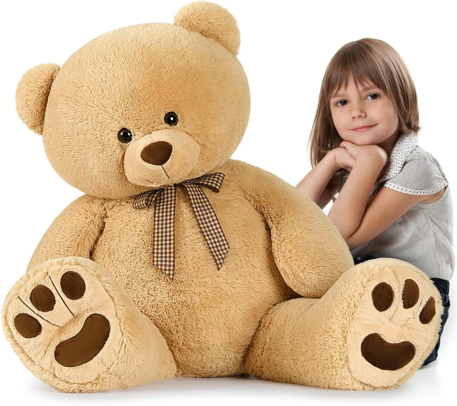 MaoGoLan 43 Inch Giant Teddy Bear Stuffed Animal, Big Stuffed Bear for Baby Shower Life Size Large Teddy Bear for Girlfriend Boyfriend Wife Children（Light Brown）
