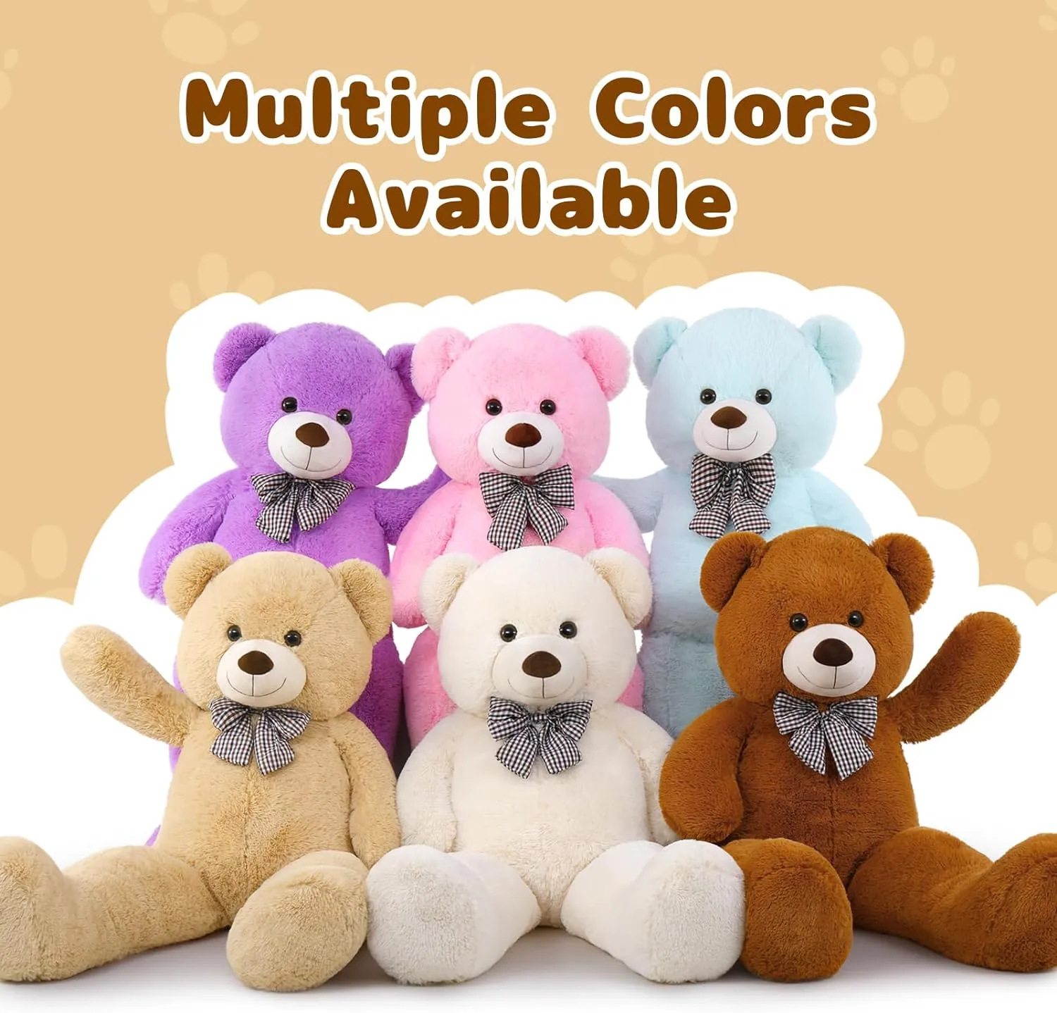 MaoGoLan Giant Big Teddy Bear 4 Feet 47 inch Life Size Tan Plush Bear Brown Stuffed Animal for Children Boyfriend
