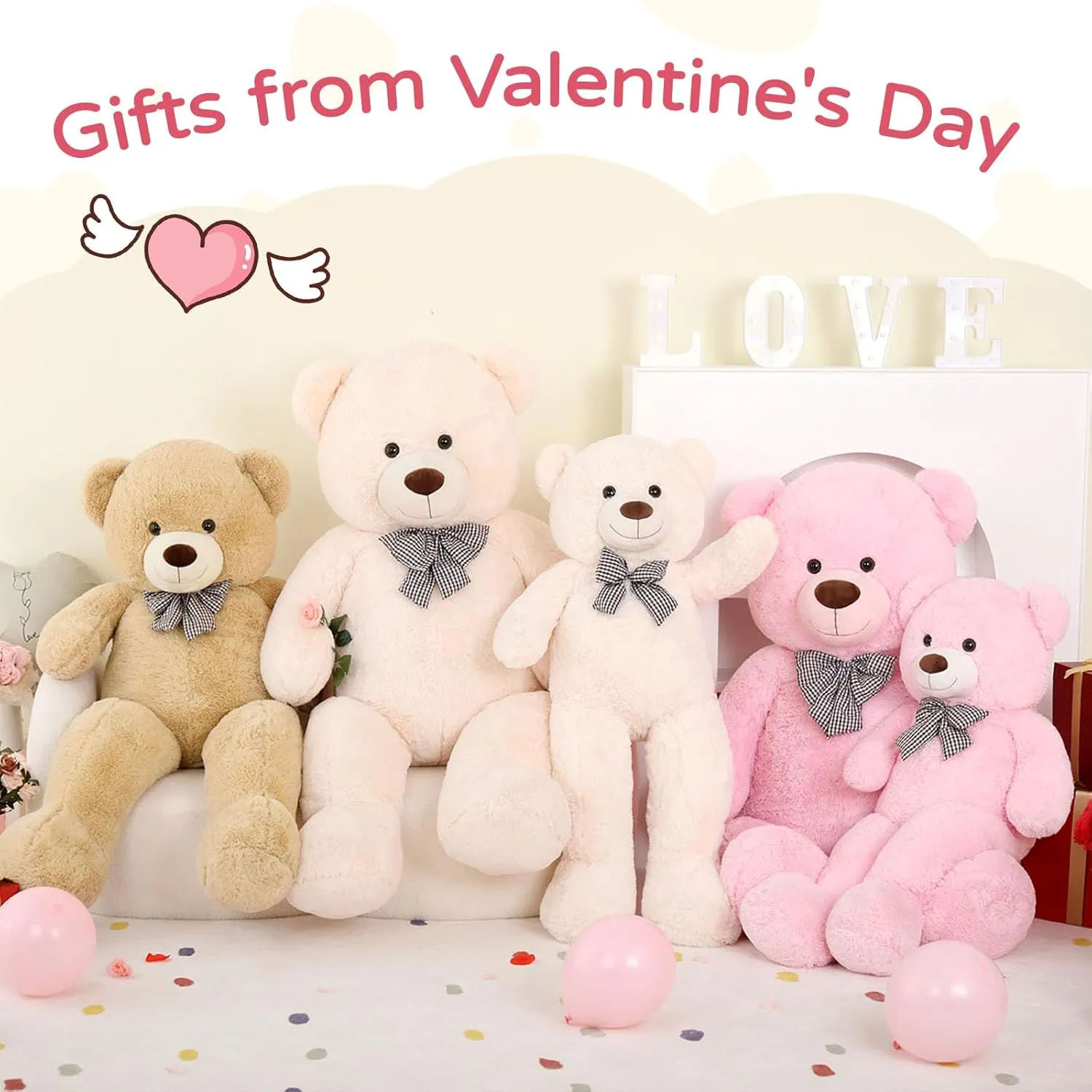 MaoGoLan Giant Teddy Bear 4 Feet,Adorable and Cuddly Big Teddy Bear Stuffed Animal 47", Pink Teddy Bear Plush Gift Decoration for Baby Shower,Party,Birthday,Valentines Day