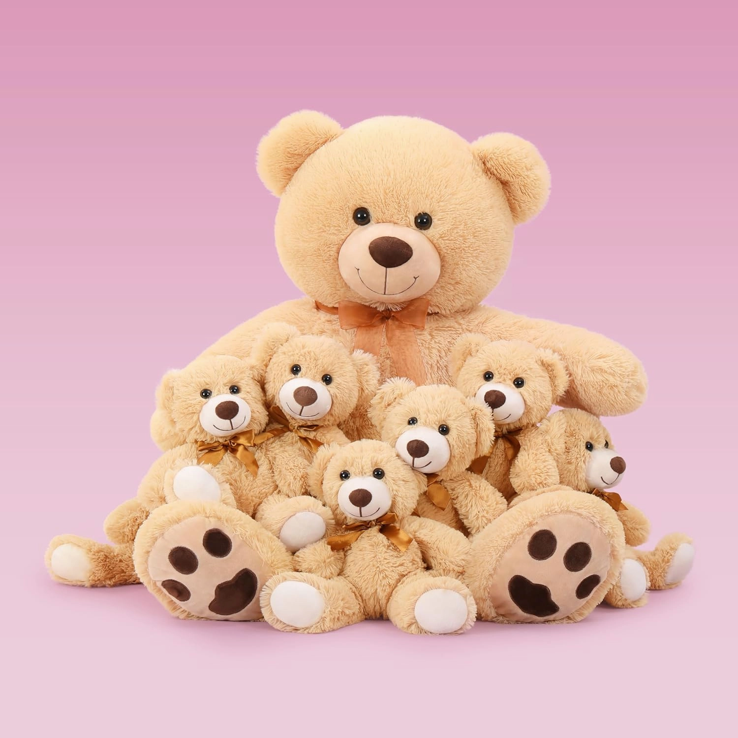 MaoGoLan 7Pcs Bulk Soft Stuffed Animals - Baby Shower, Wedding, Party, Engagement - 13.5" Cuddly Mini Teddy Bears Centerpiece