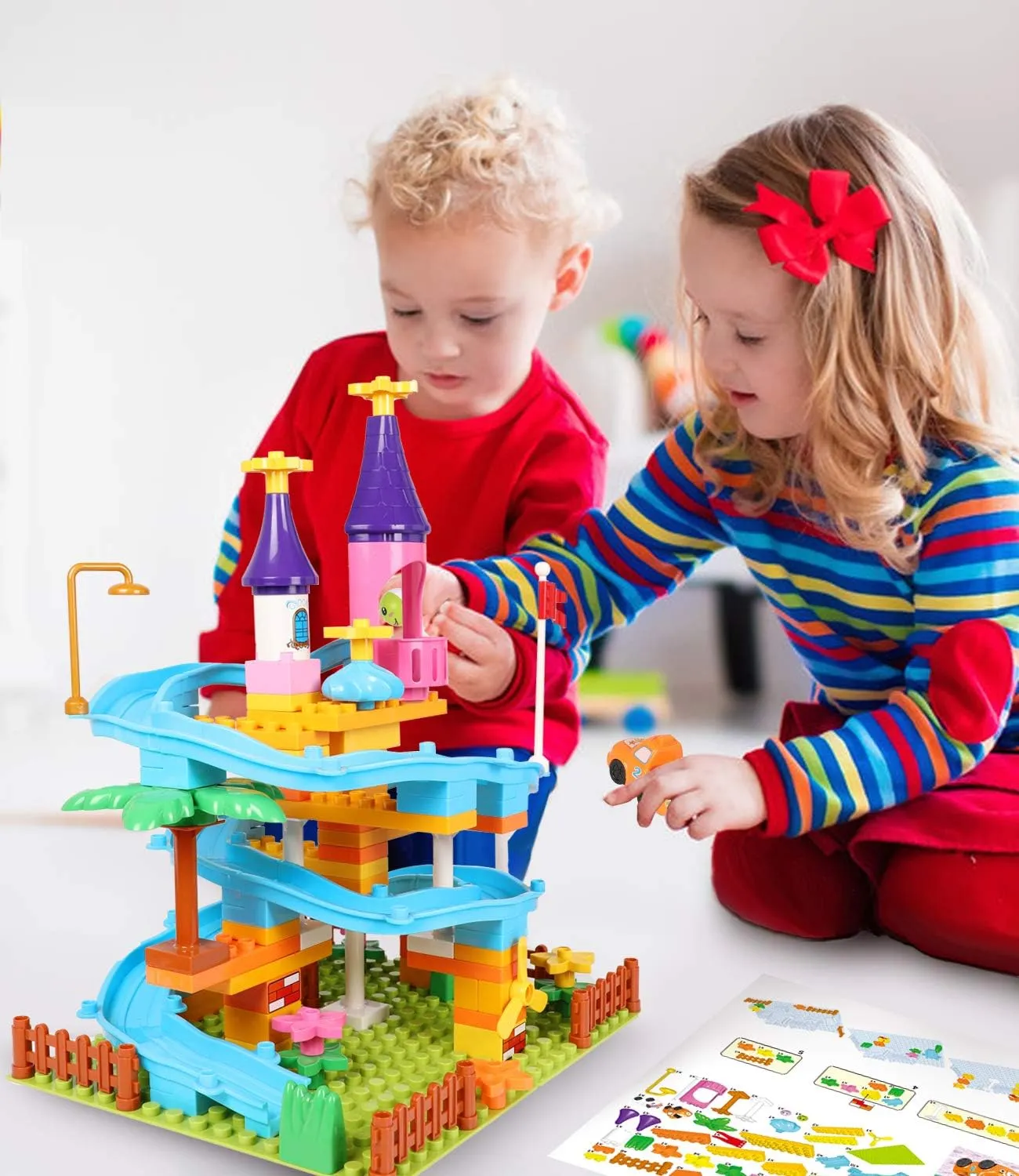 Marble Run Toy Building Sets, 86Pcs Castle Building Blocks for Age 3 , Marbles Track Building Toys, Large Building Bricks Race Track STEM Educational Toys for Toddler Boy Girl Birthday Toys Gifts