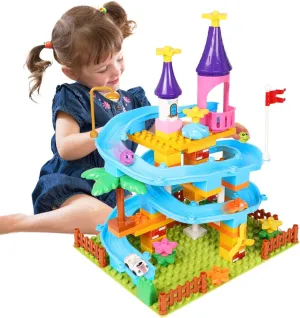 Marble Run Toy Building Sets, 86Pcs Castle Building Blocks for Age 3 , Marbles Track Building Toys, Large Building Bricks Race Track STEM Educational Toys for Toddler Boy Girl Birthday Toys Gifts