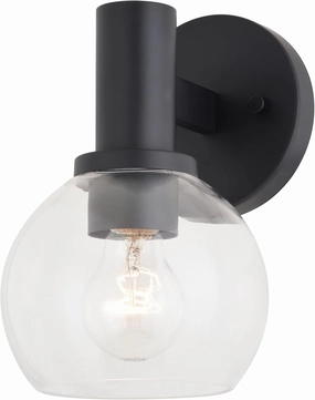 Marshall 1 Light LED Compatible Black Transitional Bathroom Vanity Wall Fixture Clear Glass
