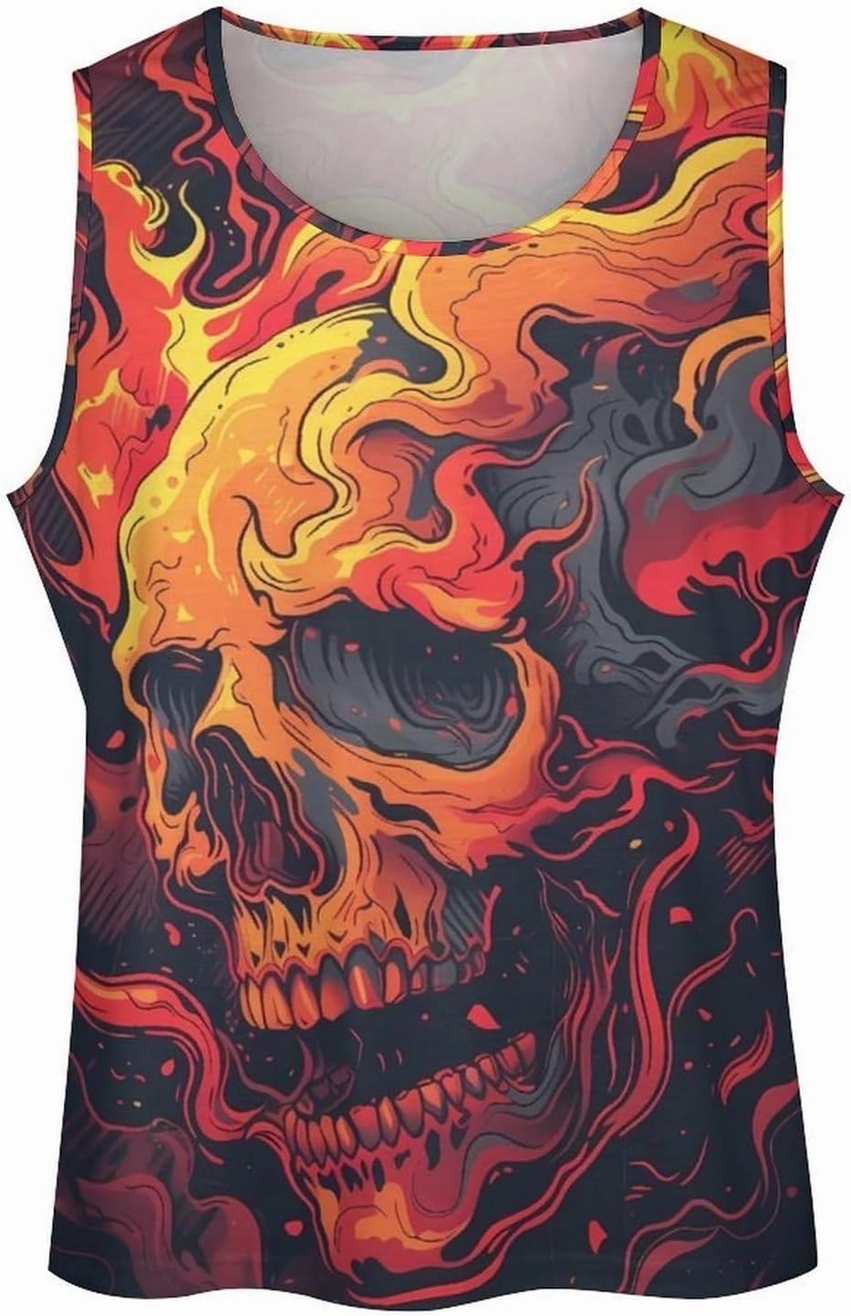 MARSVOVO Mens US Flag Tank Tops Skull Graphic Print Sleeveless Crew Neck Western Shirts for Men Fashion Vest