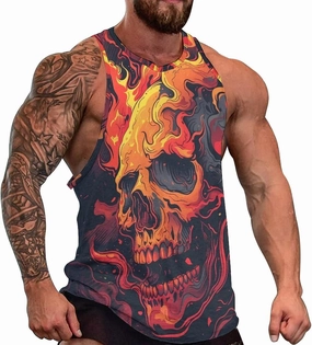 MARSVOVO Mens US Flag Tank Tops Skull Graphic Print Sleeveless Crew Neck Western Shirts for Men Fashion Vest
