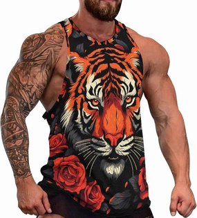 MARSVOVO Tank Tops for Men Animal Print Sport Tank Summer Sleeveless Workout T-Shirts Fitness Vest Athletic Undershirts