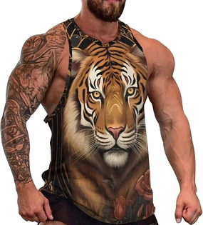 MARSVOVO Tank Tops for Men Animal Print Sport Tank Summer Sleeveless Workout T-Shirts Fitness Vest Athletic Undershirts