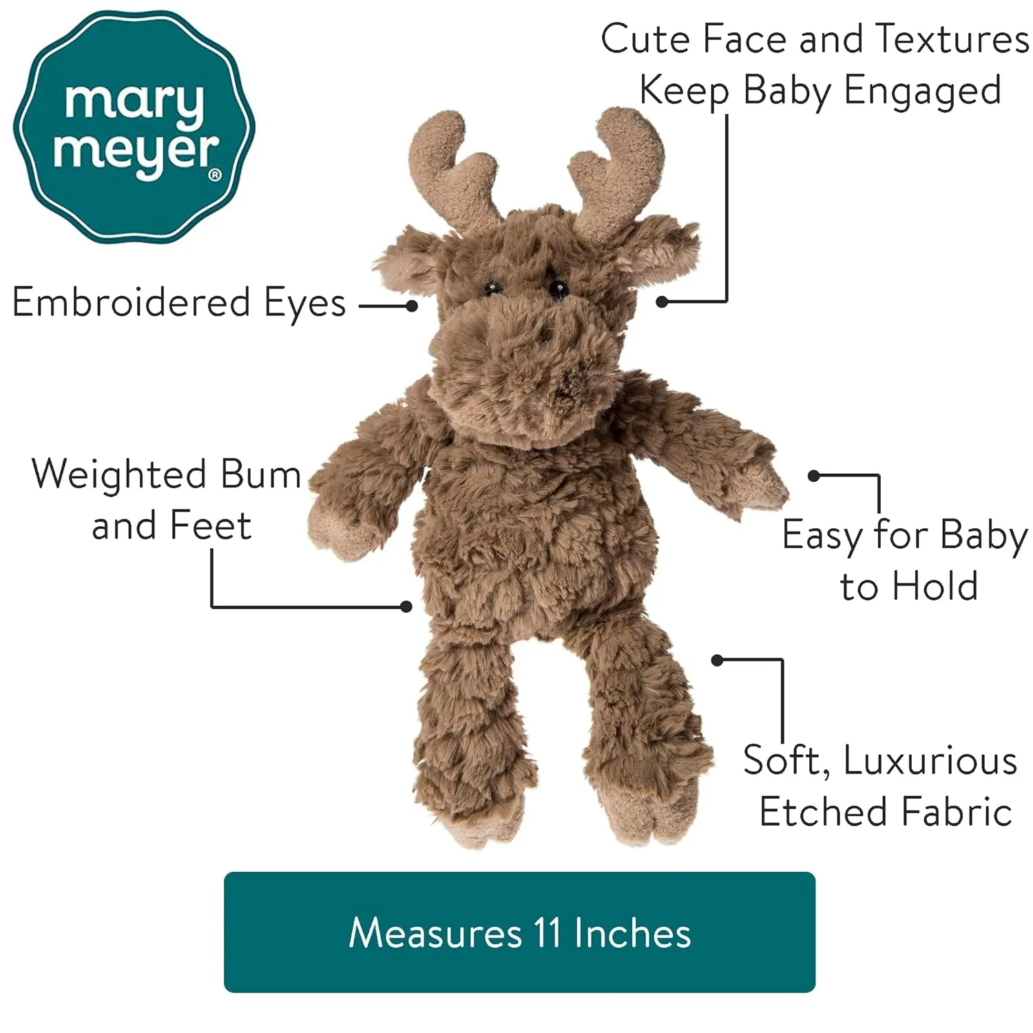 Mary Meyer Putty Nursery Stuffed Animal Soft Toy, 11-Inches, Moose