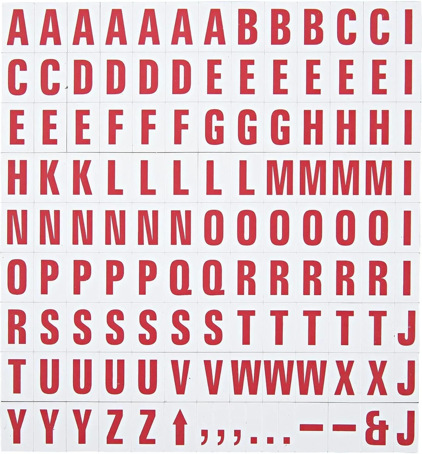 MasterVision Magnetic Letters, 1/2" x 3/4", Red on White, 120 Pieces