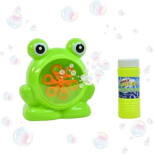 Maxx Bubbles Mini Green Frog Bubble Machine – Durable Automatic Bubble Blower for Kids Parties | Includes Bubble Solution – Sunny Days Entertainment