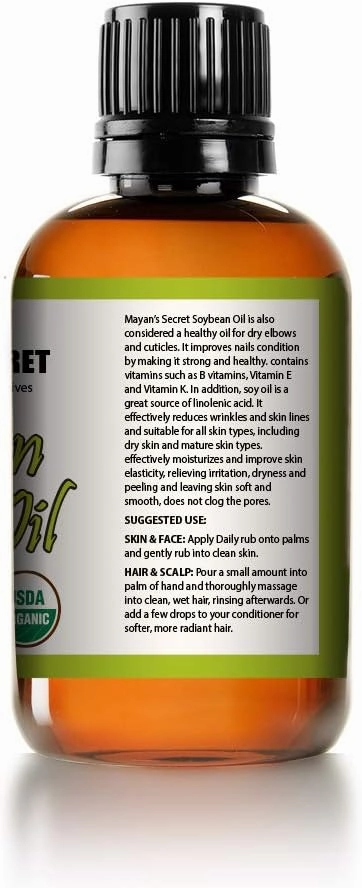 Mayan's Secret Pure Carrier and Essential oils for Skin Care, Hair, Body Moisturizer for Face-Anti Aging Skin Care (Soybean Oil Organic, 4oz)