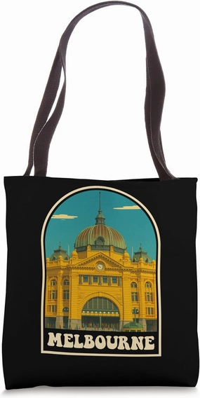 Melbourne Australia Vintage Flinders Street Design Tote Bag