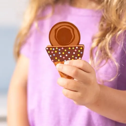 Melissa & Doug Ice Cream Wooden Magnetic Puzzle Play Set, 16 Magnet Pieces with Scooper, Wooden Play Food Toy for Boys and for Girls Ages 2 