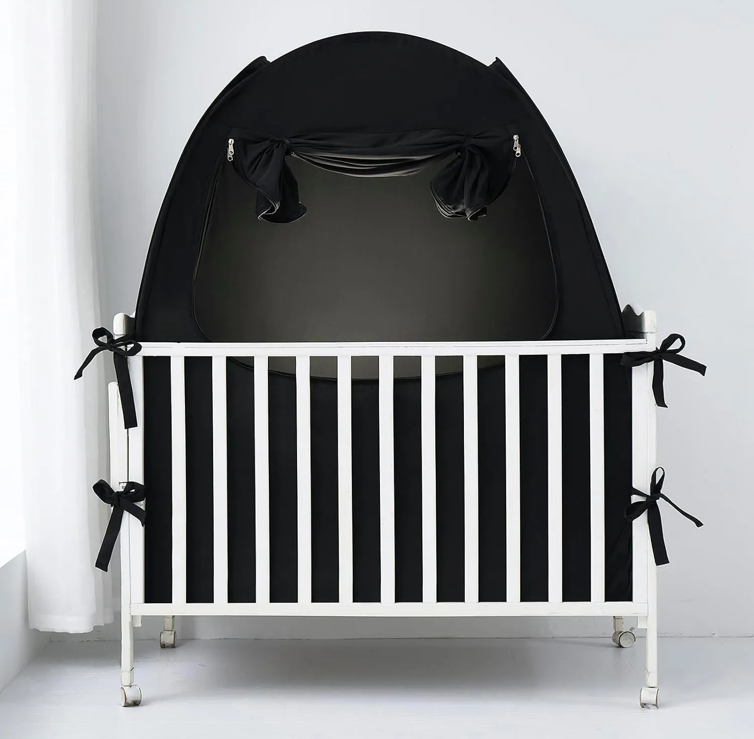 Mengersi Blackout Crib Tent Safety Pop Up Tent,Mini Crib and Pack N Play Tent Travel Crib Tent,Blackout Canopy Crib Cover, Sleep Pod for Kids Toddler Baby