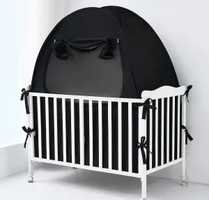 Mengersi Blackout Crib Tent Safety Pop Up Tent,Mini Crib and Pack N Play Tent Travel Crib Tent,Blackout Canopy Crib Cover, Sleep Pod for Kids Toddler Baby