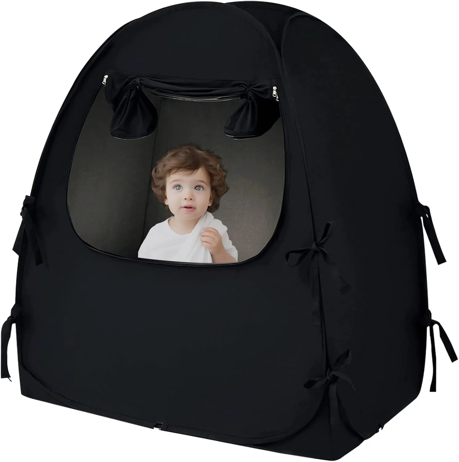 Mengersi Blackout Crib Tent Safety Pop Up Tent,Mini Crib and Pack N Play Tent Travel Crib Tent,Blackout Canopy Crib Cover, Sleep Pod for Kids Toddler Baby