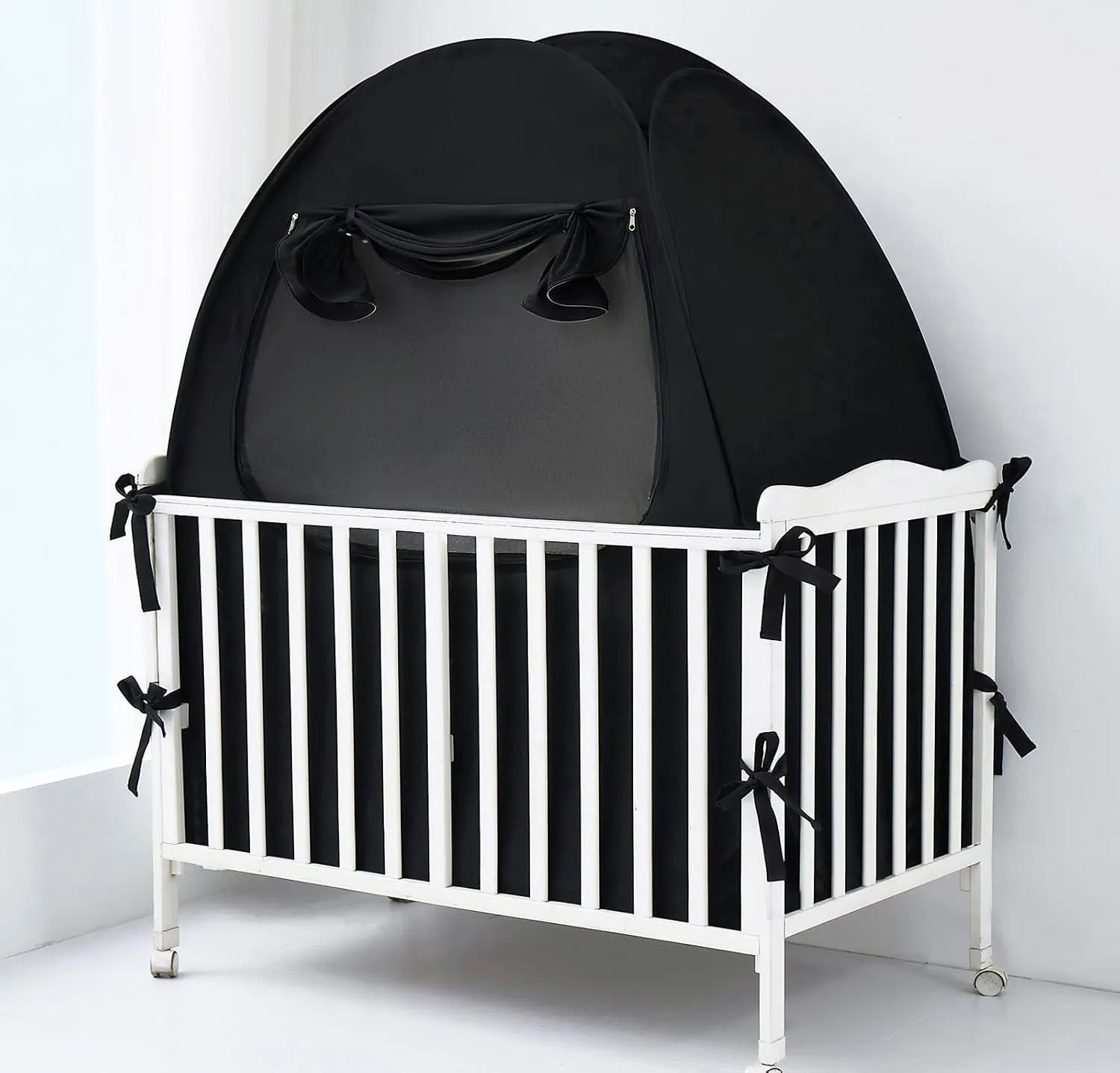 Mengersi Blackout Crib Tent Safety Pop Up Tent,Mini Crib and Pack N Play Tent Travel Crib Tent,Blackout Canopy Crib Cover, Sleep Pod for Kids Toddler Baby