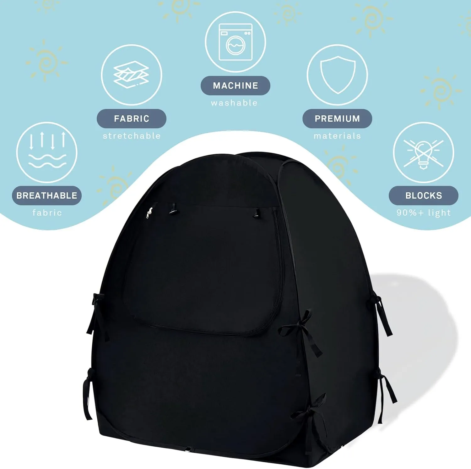 Mengersi Blackout Crib Tent Safety Pop Up Tent,Mini Crib and Pack N Play Tent Travel Crib Tent,Blackout Canopy Crib Cover, Sleep Pod for Kids Toddler Baby