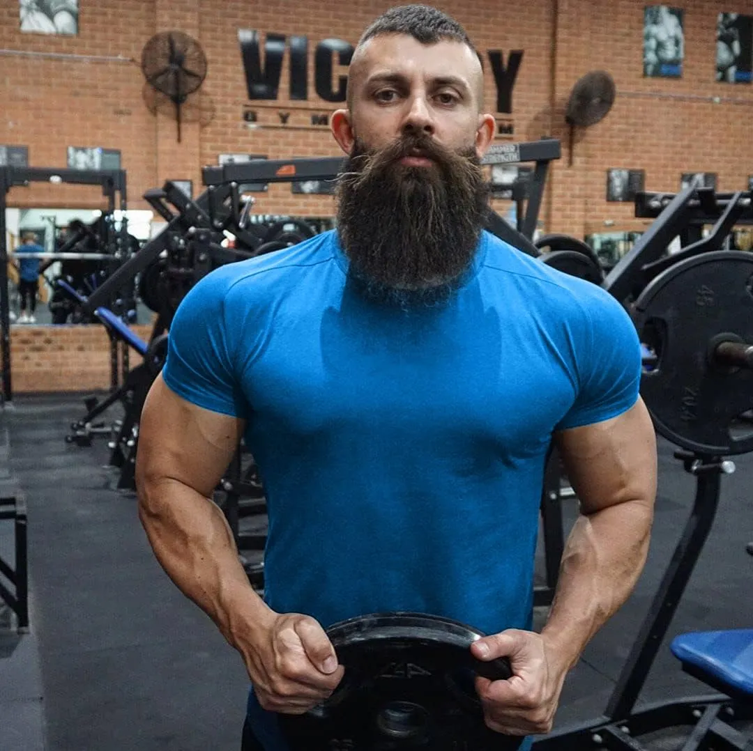 Mens Gym Workout Slim Fit Short Sleeve T-Shirt Cotton Performance Athletic Shirts Running Fitness Tee