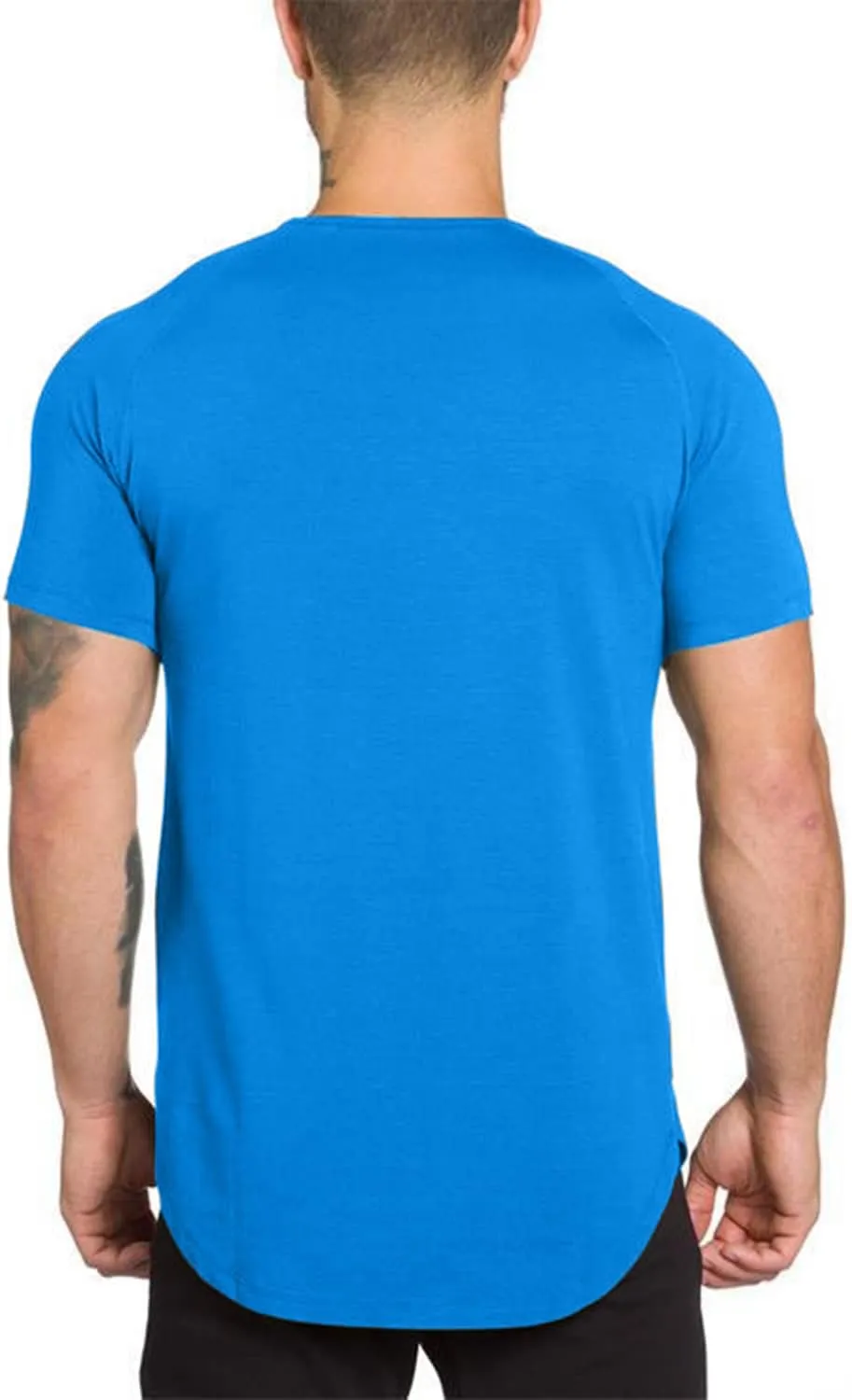Mens Gym Workout Slim Fit Short Sleeve T-Shirt Cotton Performance Athletic Shirts Running Fitness Tee