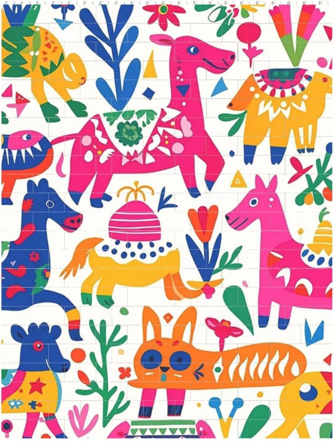 Mexican Otomi Animals Building Block Puzzle Personalized Building Bricks for Adults Block Puzzle Building DIY Brick Block Puzzles Valentine's Day Gifts for Home Decor Brick Puzzle