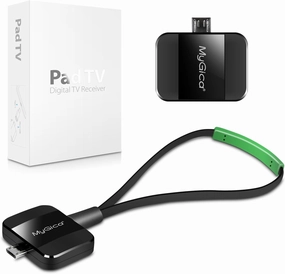 Micro USB TV Tuner Card with Type C Adapter - Watch Live TV Anywhere, Freeview HD Receiver, Wireless HDTV Stick Tuner, USB Antenna for Android Phone, Tablet, PC - No Internet Needed