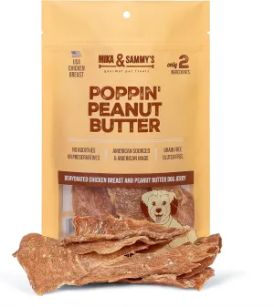 Mika & Sammy's Gourmet Chicken Jerky Dog Treats Made in USA - Poppin' Peanut Butter - 5oz Bag