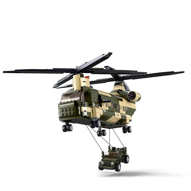 Military WW2 Transport Army Helicopter Bricks Toy