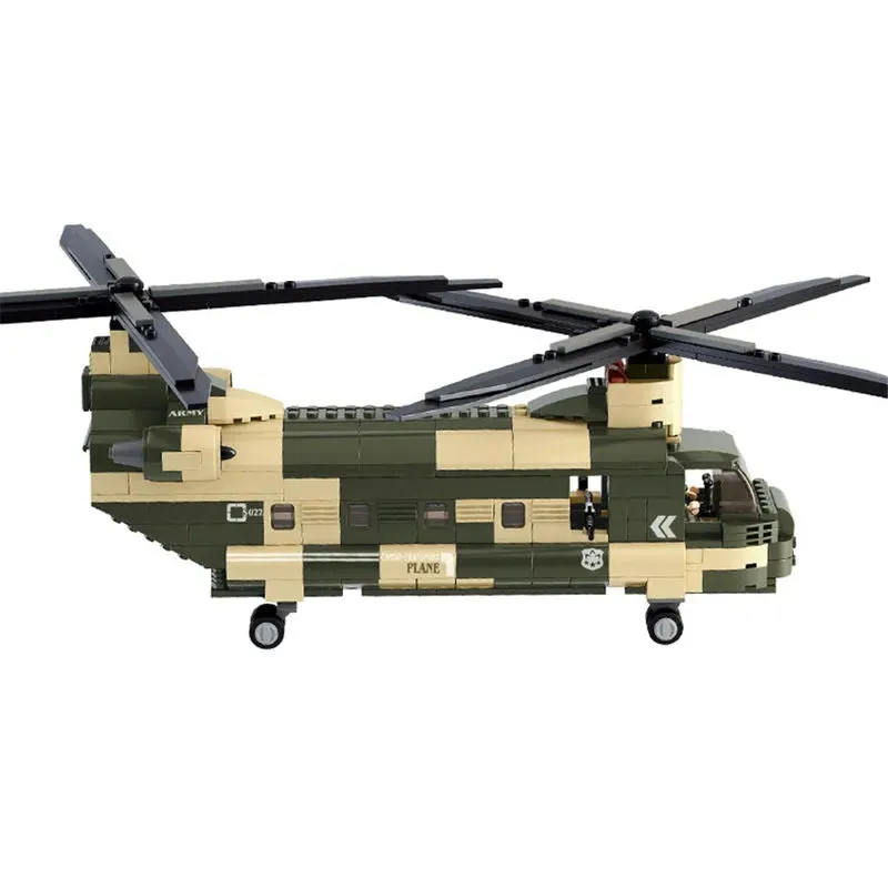 Military WW2 Transport Army Helicopter Bricks Toy