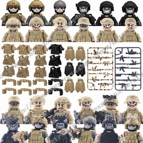 Military Equipment Weapon Building Blocks City Assault SWAT Soldier Figures Guns Toys Special Forces Ghost Commando Army Bricks