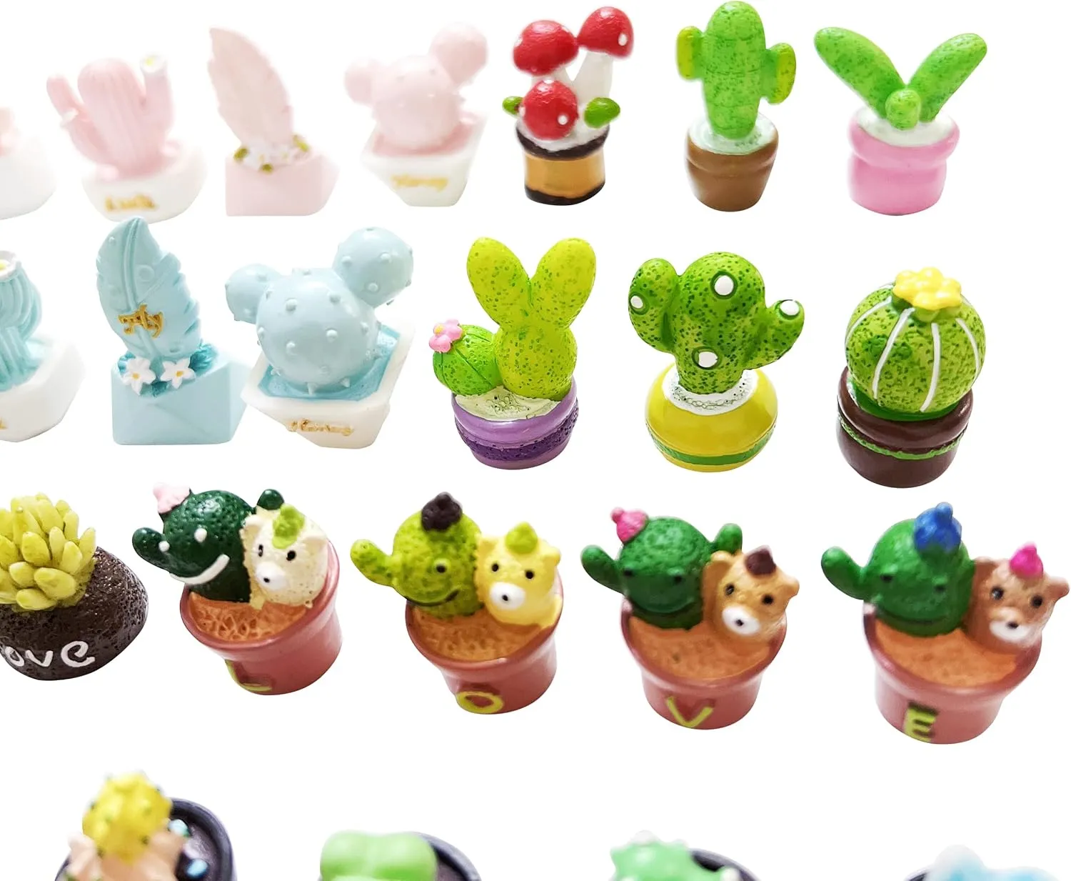 Mini 36pcs Random Plants Potted Resin Decoration Sets for Doll House Pretend Game Toys DIY Birthday Party