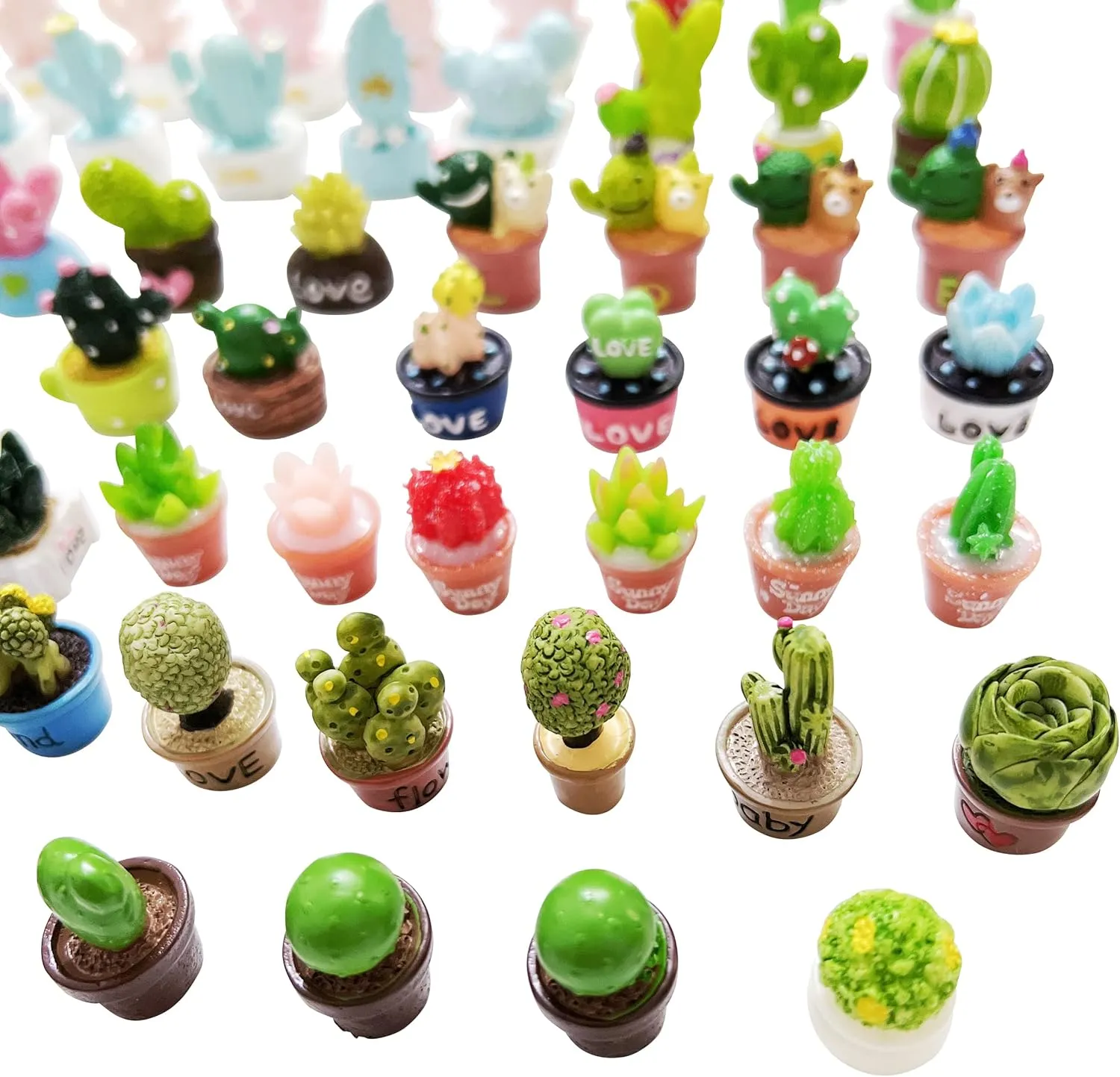 Mini 36pcs Random Plants Potted Resin Decoration Sets for Doll House Pretend Game Toys DIY Birthday Party