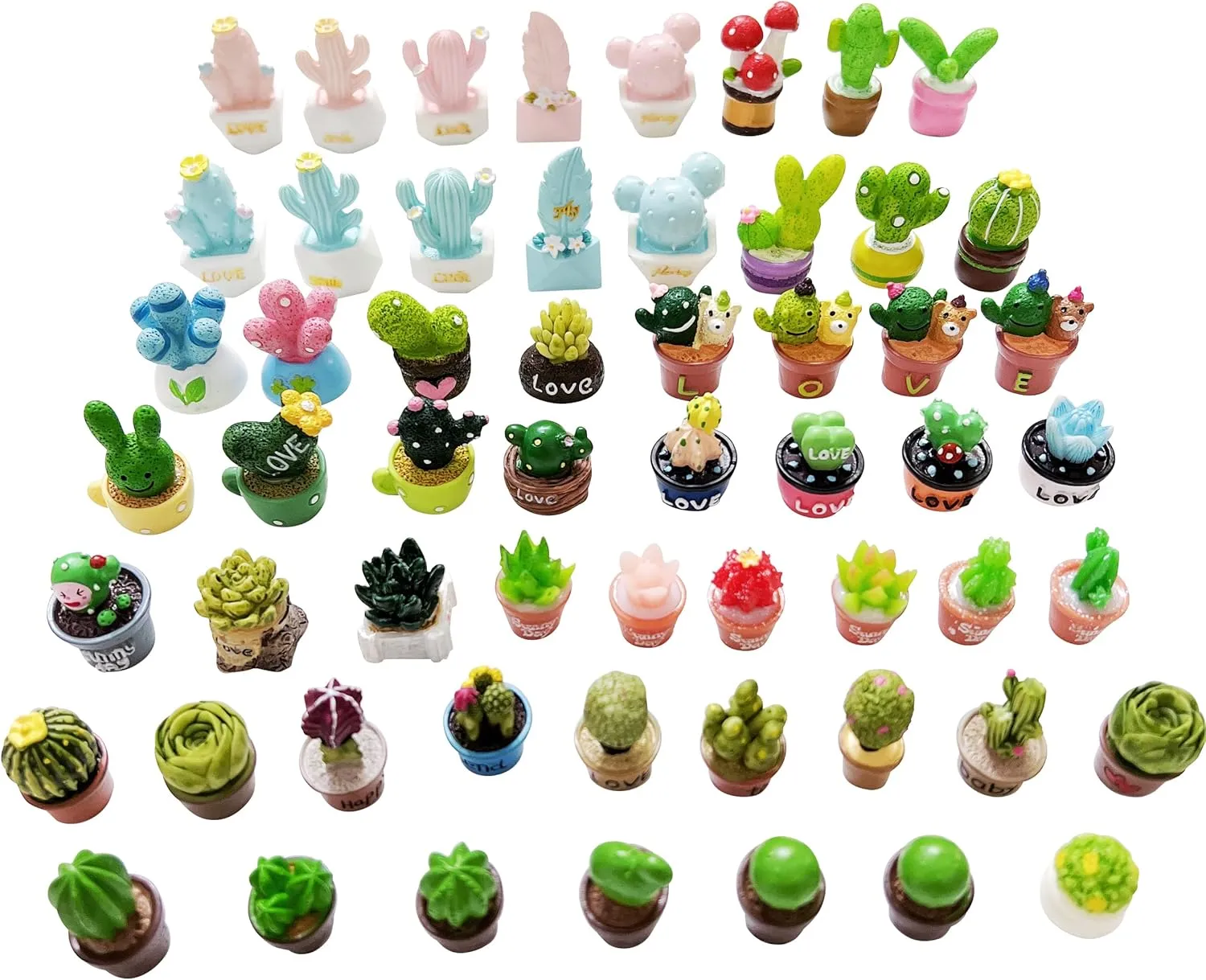 Mini 36pcs Random Plants Potted Resin Decoration Sets for Doll House Pretend Game Toys DIY Birthday Party