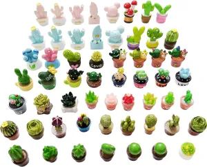 Mini 36pcs Random Plants Potted Resin Decoration Sets for Doll House Pretend Game Toys DIY Birthday Party