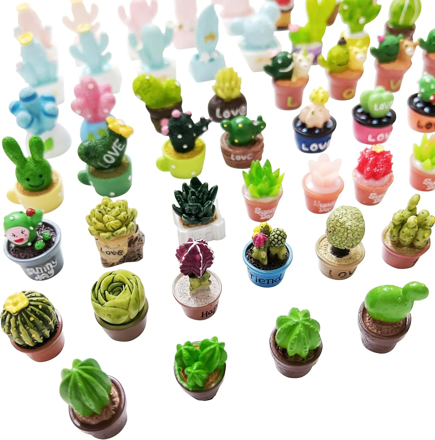 Mini 36pcs Random Plants Potted Resin Decoration Sets for Doll House Pretend Game Toys DIY Birthday Party