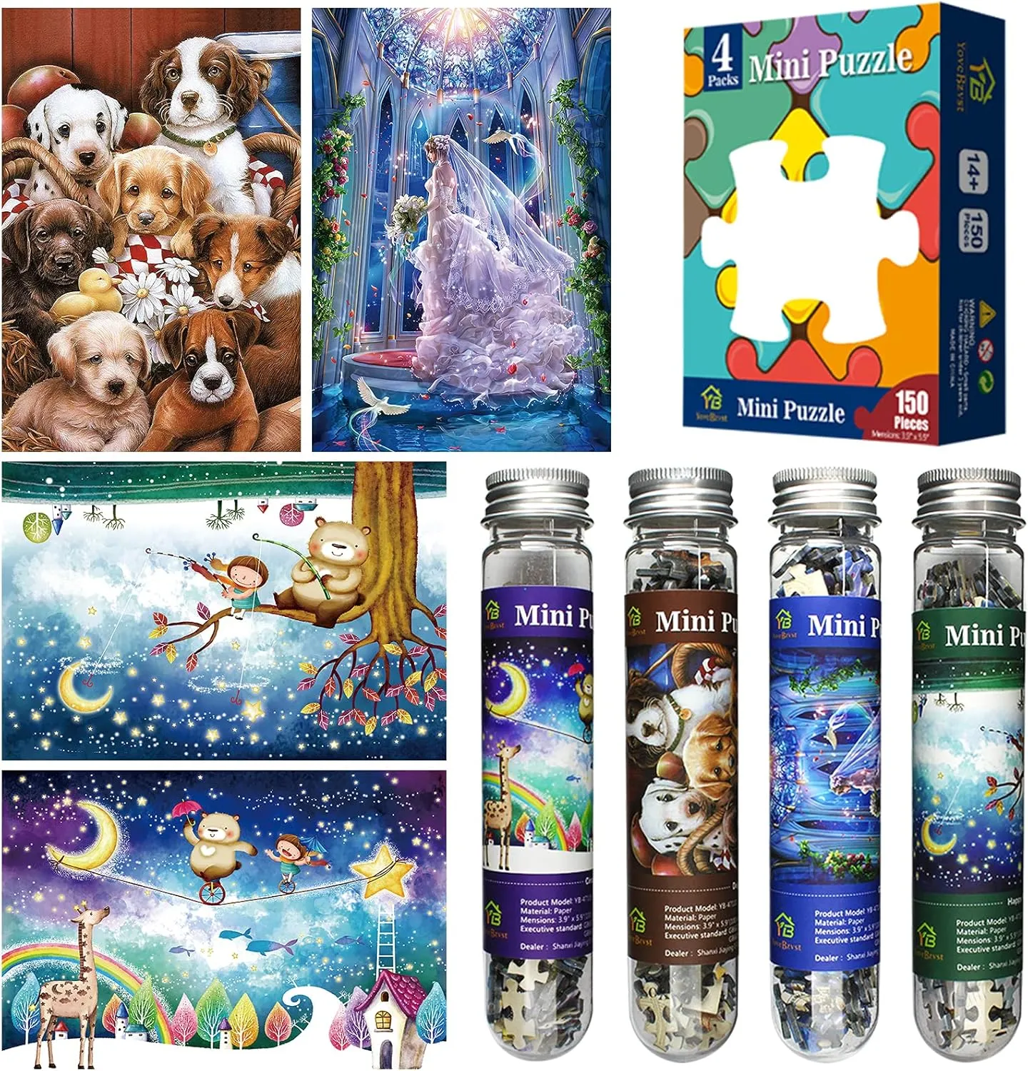 Mini Jigsaw Puzzles for Adults 150 Pieces(4 Packs) Small Jigsaw Puzzle Challenging Micro Puzzle Difficult Tiny Puzzle Home Decor Entertainment 6x4in (4 Pack-4)