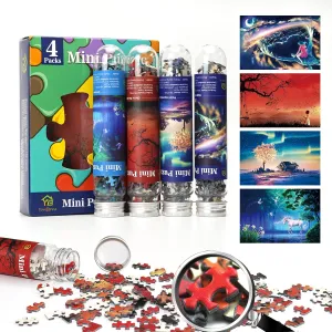 Mini Jigsaw Puzzles for Adults 150 Pieces(4 Packs) Small Jigsaw Puzzle Challenging Micro Puzzle Difficult Tiny Puzzle Home Decor Entertainment 6x4in (4 Pack-5)