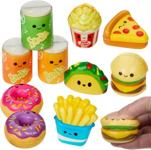 Mini Squish Fast Food Toys - 10 Pack - Assorted Designs Slow-Rise Stress Relief Toys for Kids, Mini Fidget Toys for Sensory Play, Party Favors, Junk Food Goodie Bag Fillers for Boys & Girls