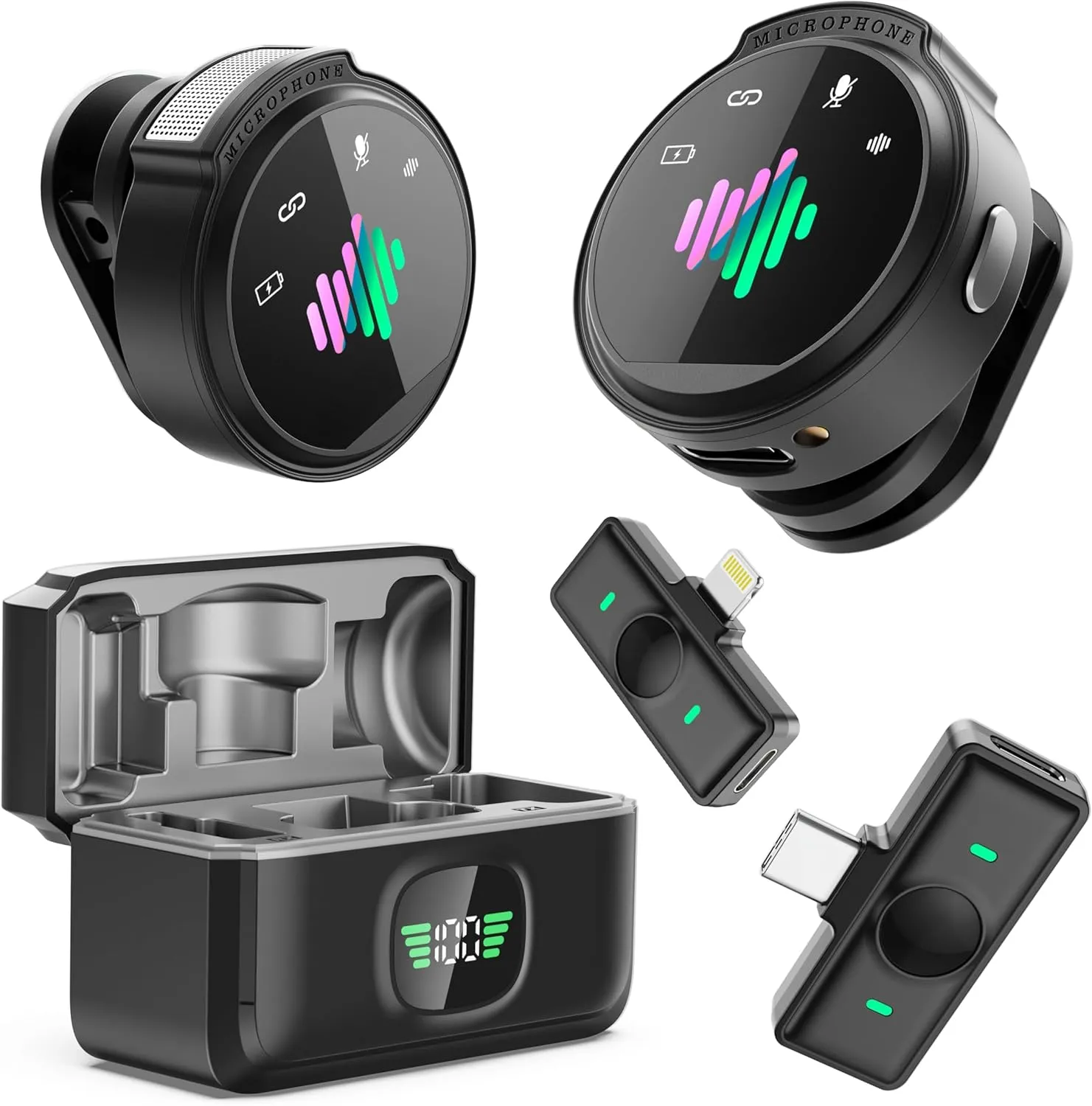 Mini Wireless Lavalier Microphone - Professional Noise Cancelling Lapel Mic for iPhone/Android, 80H Battery, Studio-Quality Sound, Clip-On Wireless Mic for Recording/Vlogging/YouTube