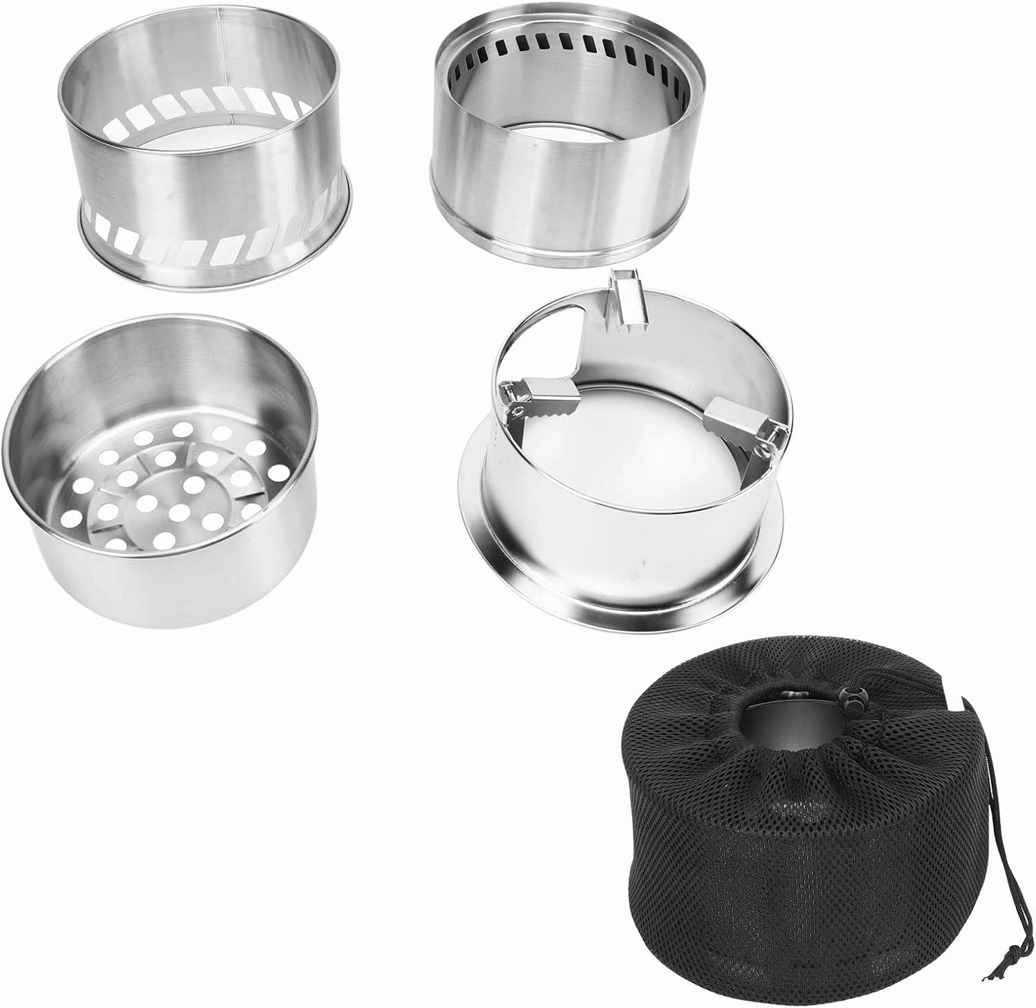 Mini Alcohol Stove for Camping, Camping Stove Wood Burning Camping Stove Stainless Steel Potable Backpacking Wood Stoves with Storage Bag for Tent Heating BBQ