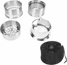 Mini Alcohol Stove for Camping, Camping Stove Wood Burning Camping Stove Stainless Steel Potable Backpacking Wood Stoves with Storage Bag for Tent Heating BBQ